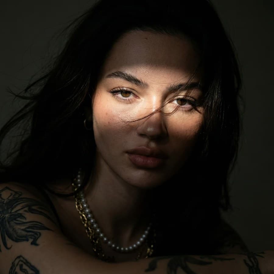 Portrait with dramatic sunlight